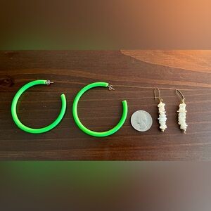 Vintage earrings: two pairs of authentic 1980s earrings.